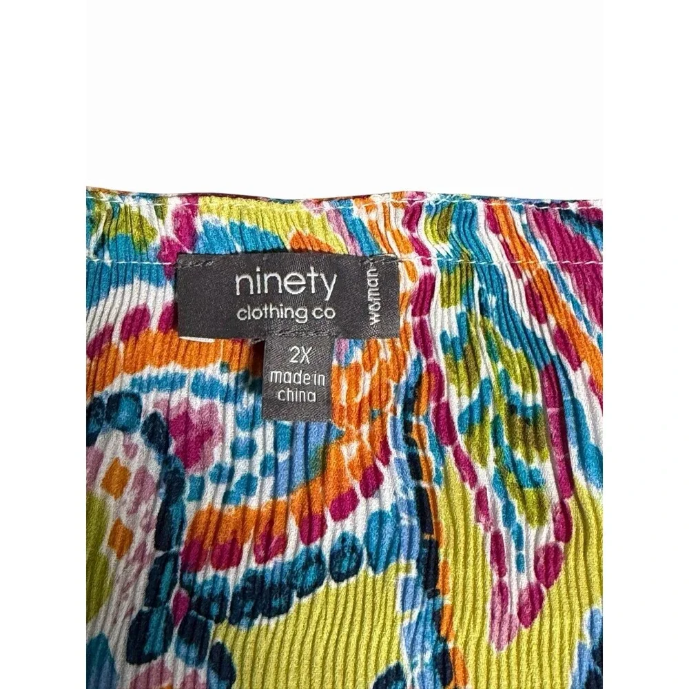 Ninety  Fit & Flower Women Popover Top Tunic Blouse Shirt Plus 2X Whimsical Boho